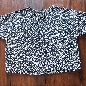 Banana Republic Navy Leopard Print Dolman Sleeve Top Women’s Size Small